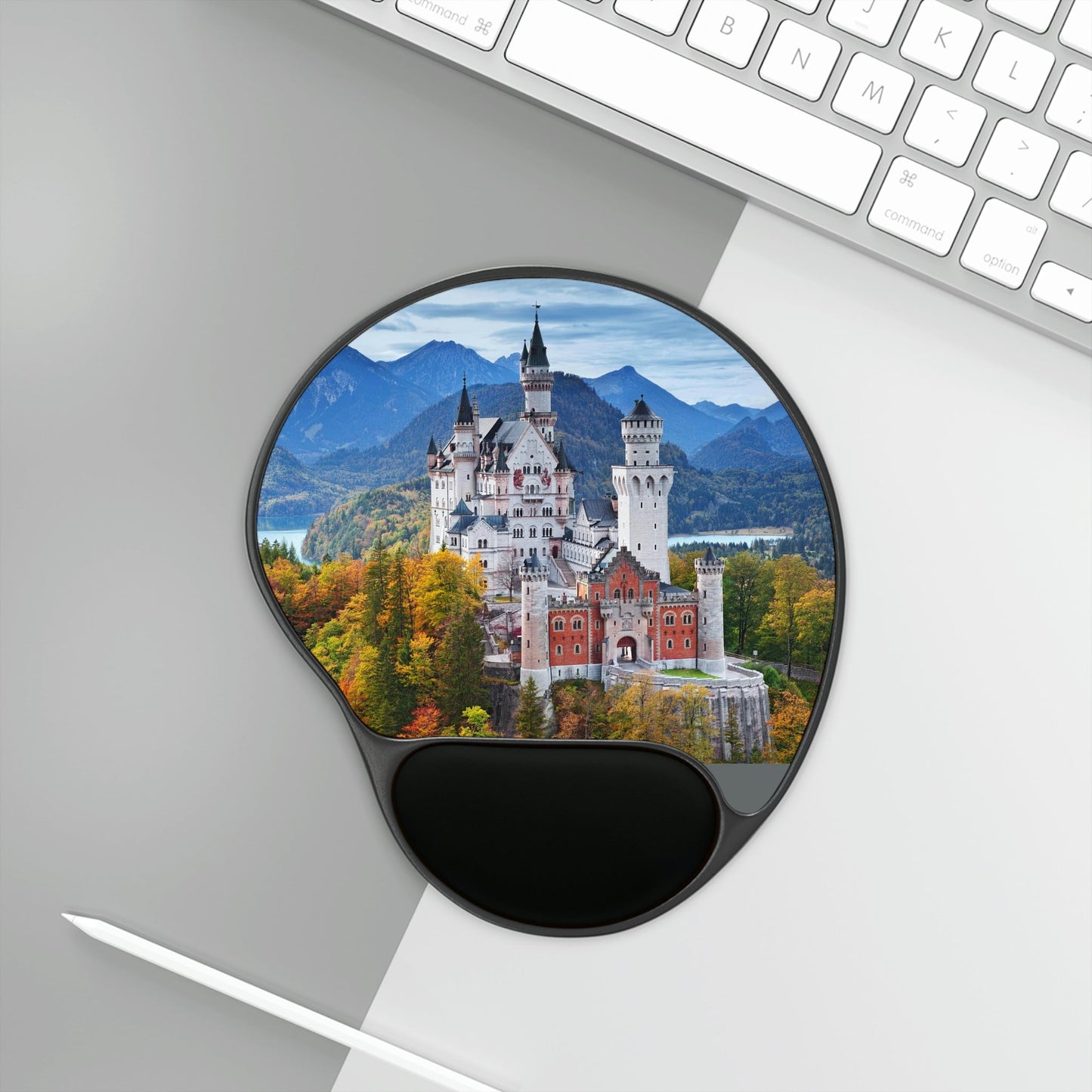 Ergonomic Mouse Pad With Wrist Rest - US Print - Neuschwanstein Castle, Marvels of Germany - EUROPE - Green Forest Home