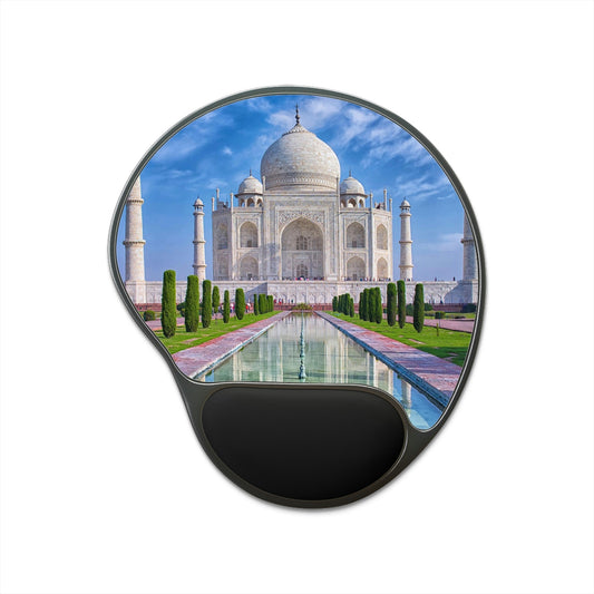 Ergonomic Mouse Pad With Wrist Rest - US PRINT - Taj Mahal at morning light with reflection in water in Agra, Uttar Pradesh - INDIA - Green Forest Home