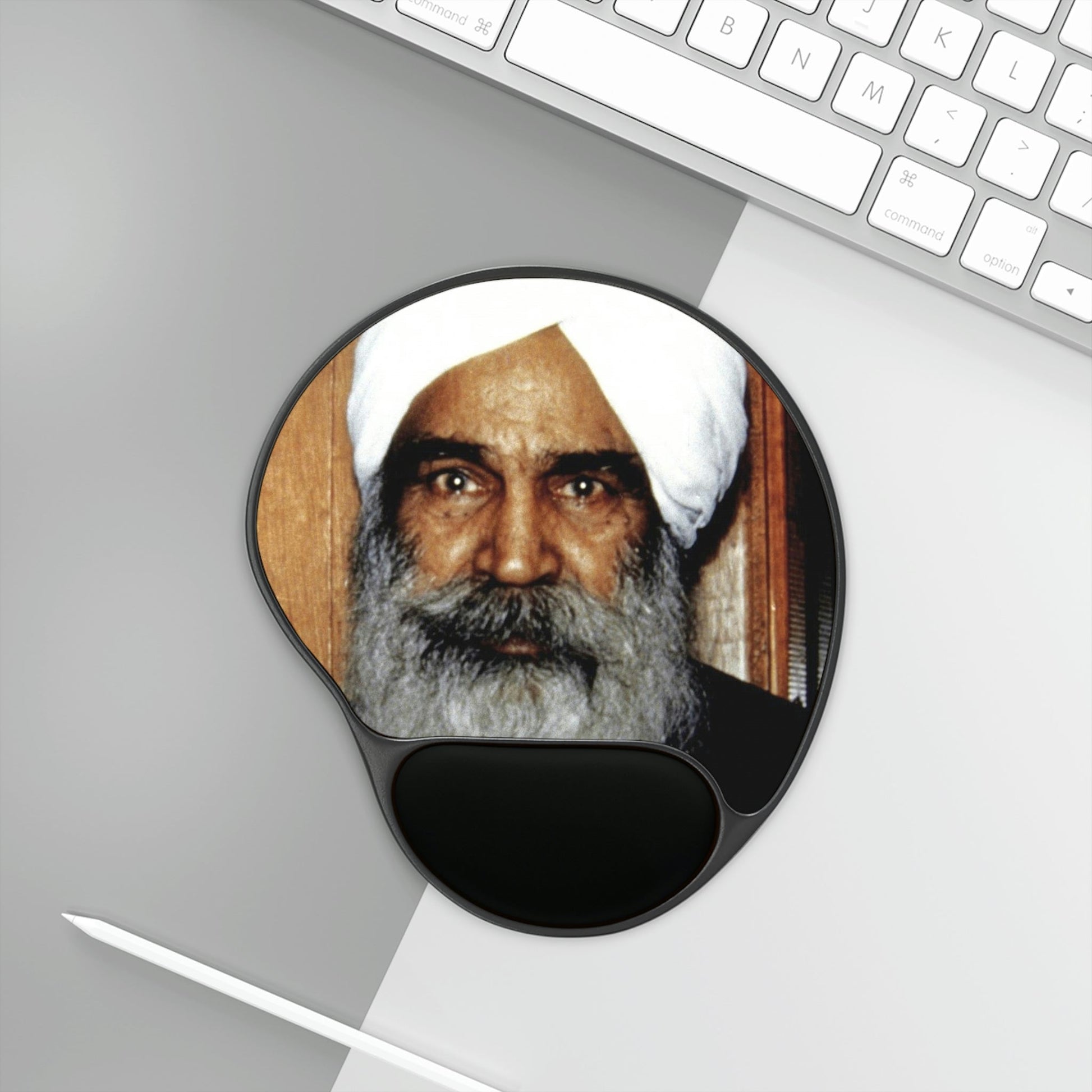 Ergonomic Mouse Pad With Wrist Rest - US Print - The Indian Master Kirpal Singh who initiated 120,000 people - India - SPIRITUAL MASTERS - Green Forest Home