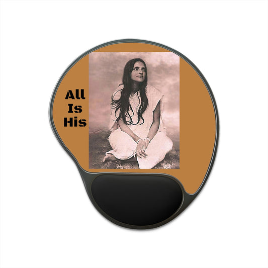 Ergonomic Mouse Pad With Wrist Rest - US Print - The Indian Sage Sri Ananada Mayi Ma Sits In Mediation - India - SPIRITUAL MASTERS - Green Forest Home