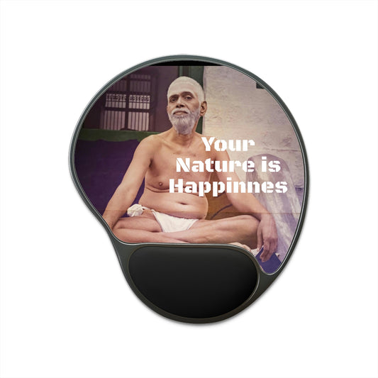 Ergonomic Mouse Pad With Wrist Rest - US Print - The Indian Sage Sri Ramana Maharishi Sits In Mediation - Tiruvanamalai - India - SPIRITUAL MASTERS - Green Forest Home