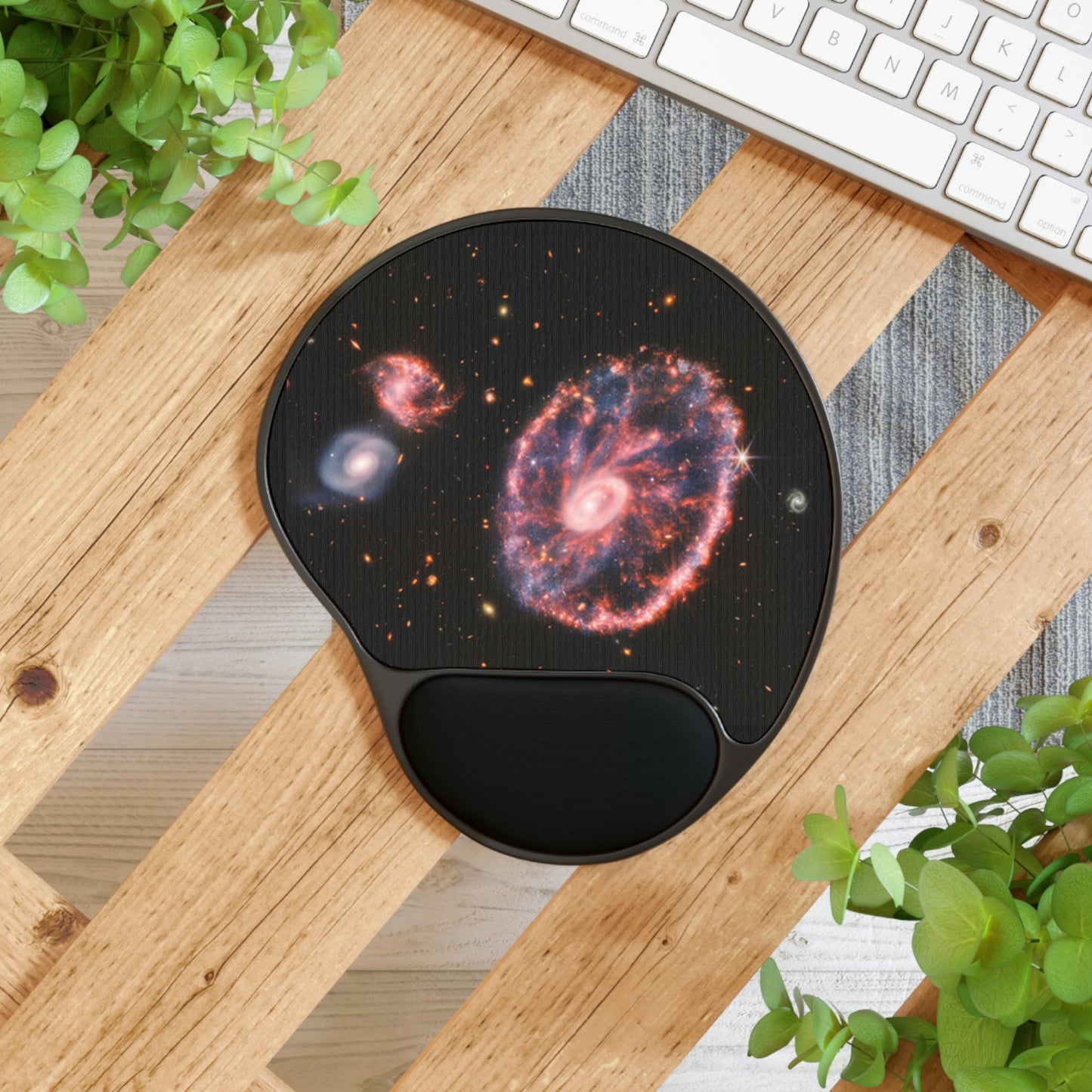 Ergonomic Mouse Pad With Wrist Rest - US Print - The New James Webb Space Telescope - Galaxies Cluster - USA - NASA - Green Forest Home