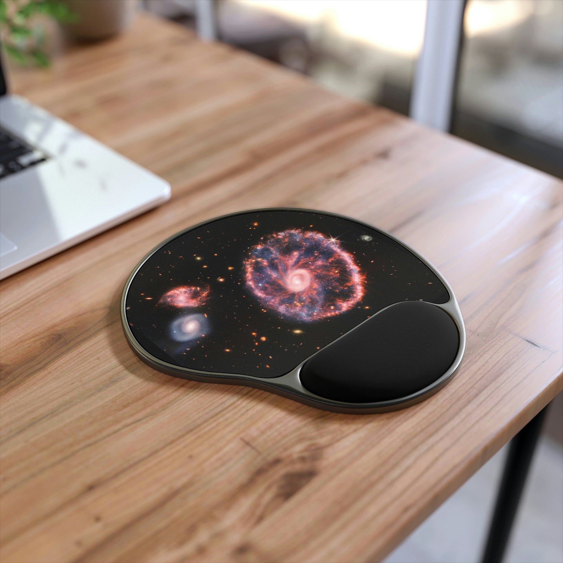 Ergonomic Mouse Pad With Wrist Rest - US Print - The New James Webb Space Telescope - Galaxies Cluster - USA - NASA - Green Forest Home