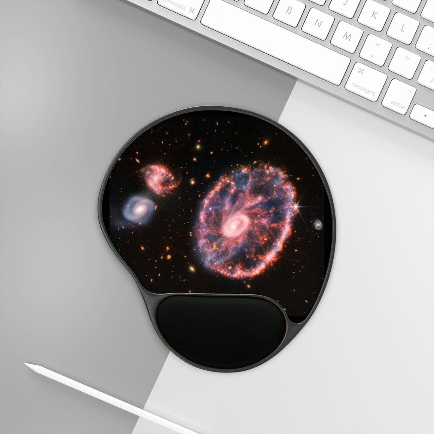 Ergonomic Mouse Pad With Wrist Rest - US Print - The New James Webb Space Telescope - Galaxies Cluster - USA - NASA - Green Forest Home