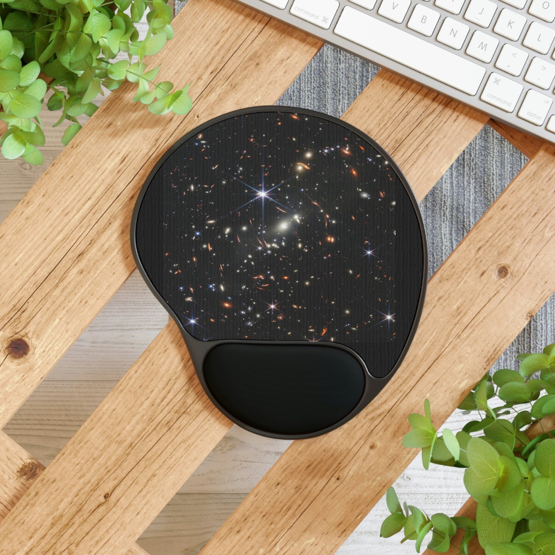 Ergonomic Mouse Pad With Wrist Rest - US Print - The New James Webb Space Telescope - Huge Galaxies Deep Field Image - USA - NASA - Green Forest Home