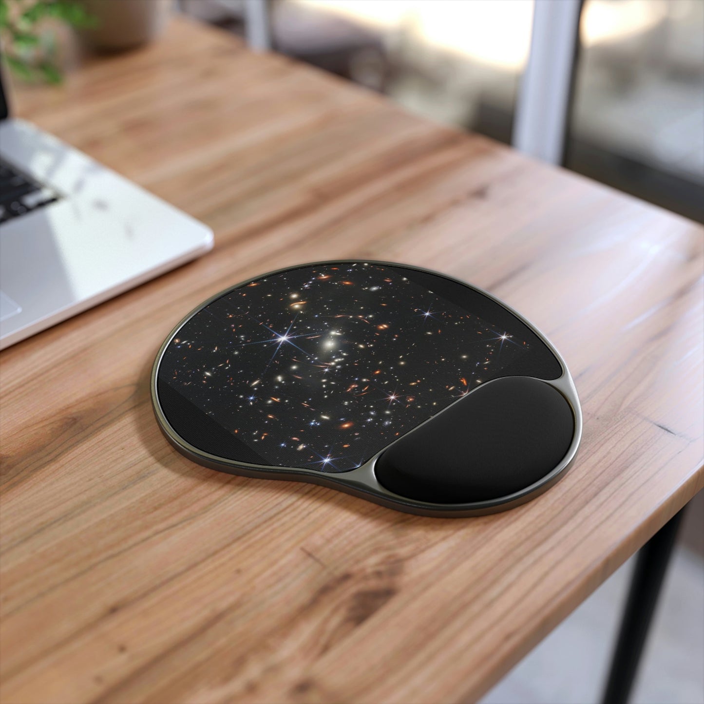 Ergonomic Mouse Pad With Wrist Rest - US Print - The New James Webb Space Telescope - Huge Galaxies Deep Field Image - USA - NASA - Green Forest Home