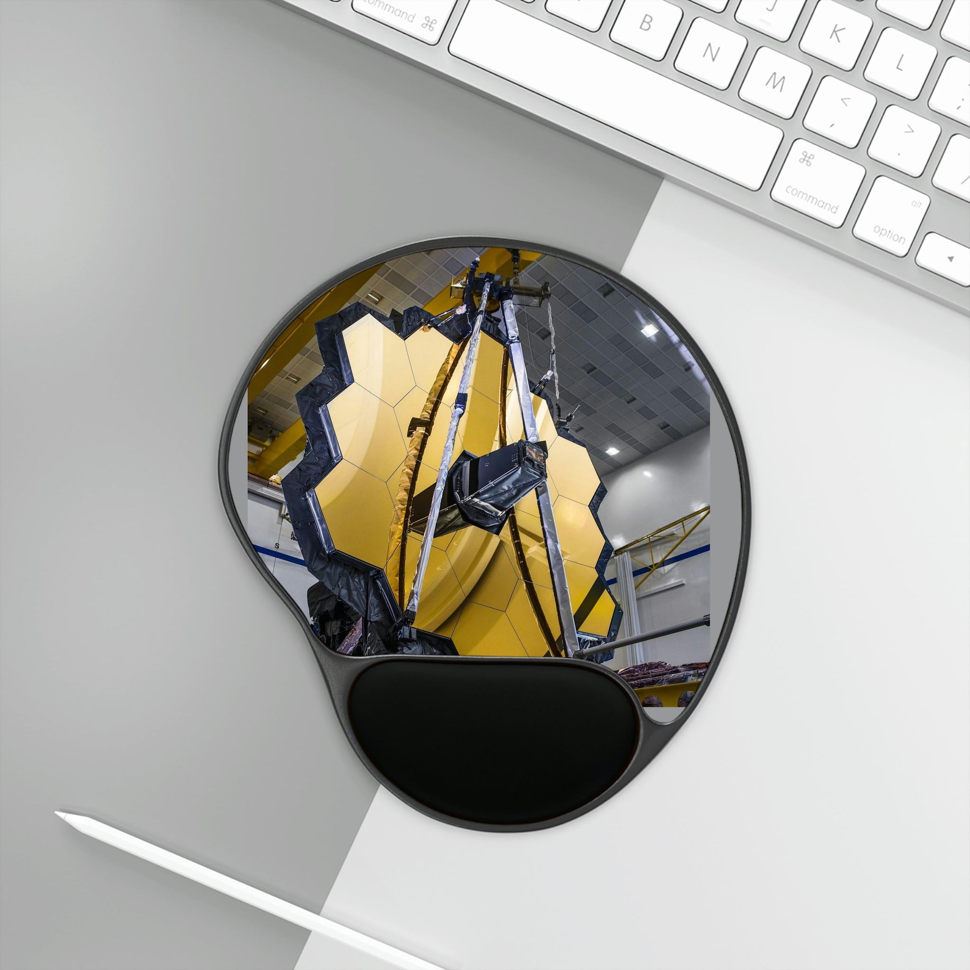 Ergonomic Mouse Pad With Wrist Rest - US Print - The New James Webb Space Telescope - In Construction - USA - NASA - Green Forest Home