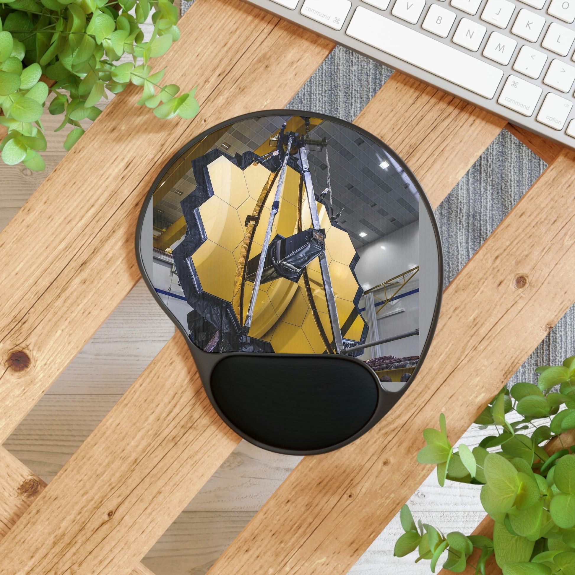 Ergonomic Mouse Pad With Wrist Rest - US Print - The New James Webb Space Telescope - In Construction - USA - NASA - Green Forest Home