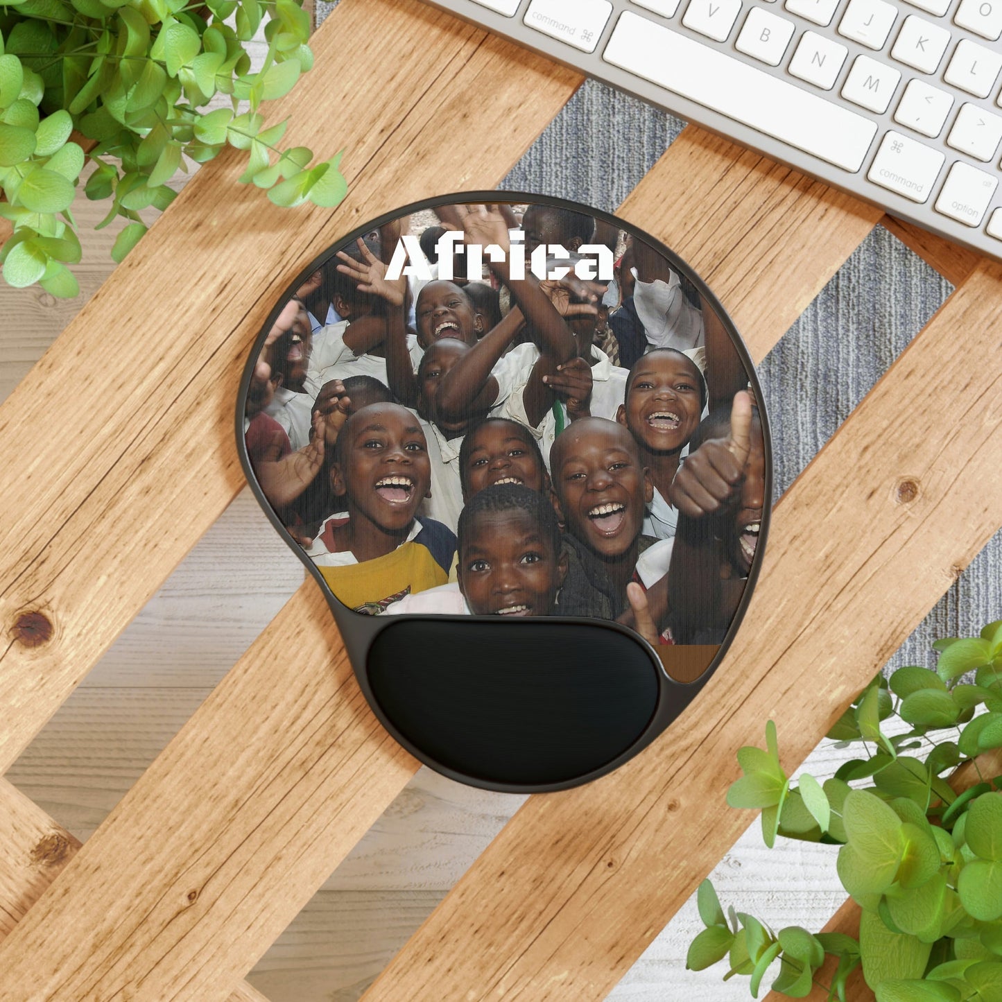 Ergonomic Mouse Pad With Wrist Rest - US PRINT - The POWER of the Spirit - African school children - AFRICA - Green Forest Home