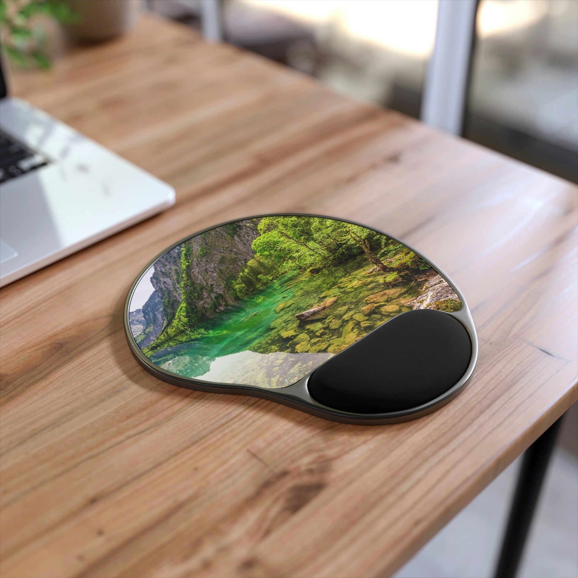 Ergonomic Mouse Pad With Wrist Rest - US Print - View of Smal Mountain Lake in German ALPS - EUROPE - Green Forest Home