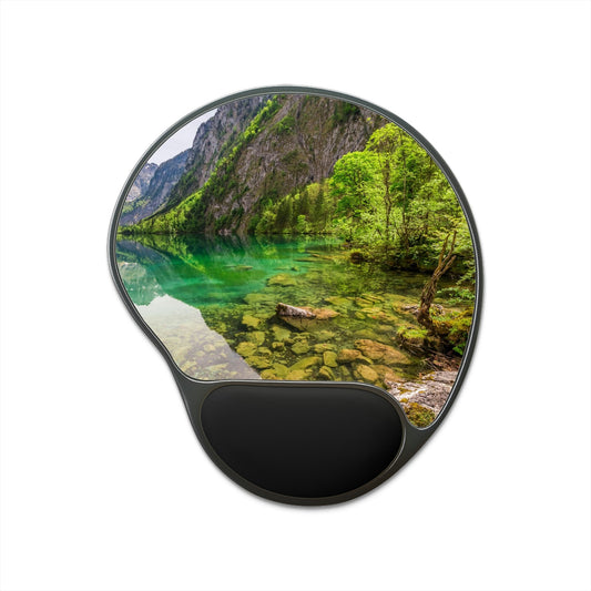 Ergonomic Mouse Pad With Wrist Rest - US Print - View of Smal Mountain Lake in German ALPS - EUROPE - Green Forest Home