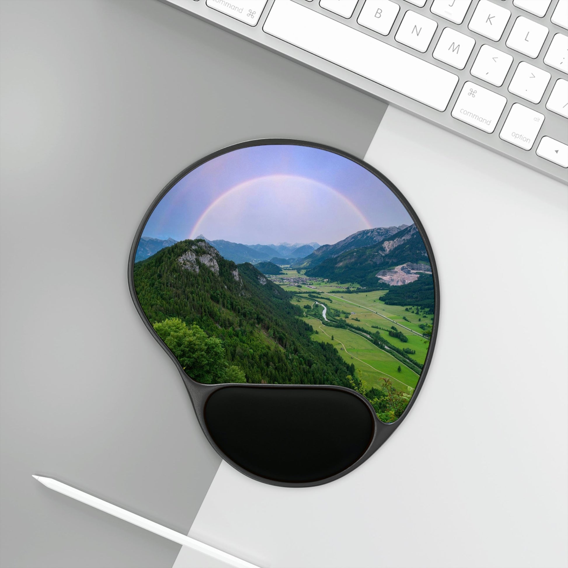 Ergonomic Mouse Pad With Wrist Rest - US PRINT - Wonder View of the German ALPS - NATURE - EUROPE - Green Forest Home