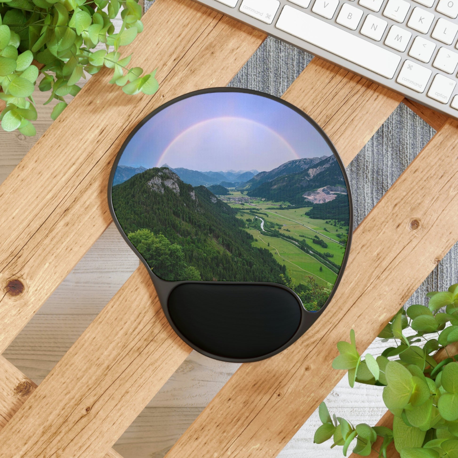 Ergonomic Mouse Pad With Wrist Rest - US PRINT - Wonder View of the German ALPS - NATURE - EUROPE - Green Forest Home