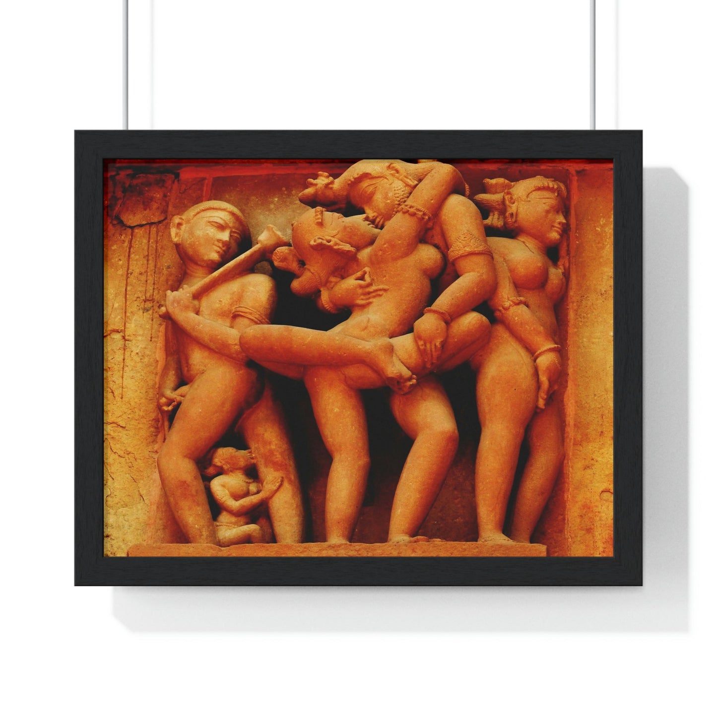 EU Print - Premium Framed Horizontal Poster - Details of Ancient Tantric Temple - India - Green Forest Home