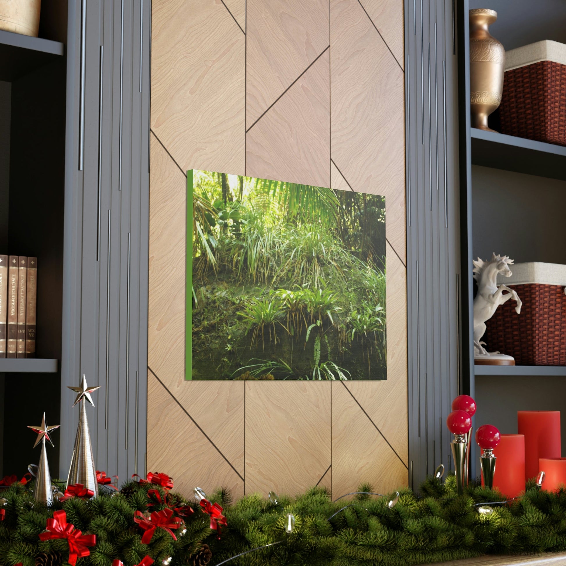 EYNF - Canvas Gallery Wraps - A Large Boulder in the Holy Spirit river exploration covered with bromeliads, ferns and moss - Green Forest Home