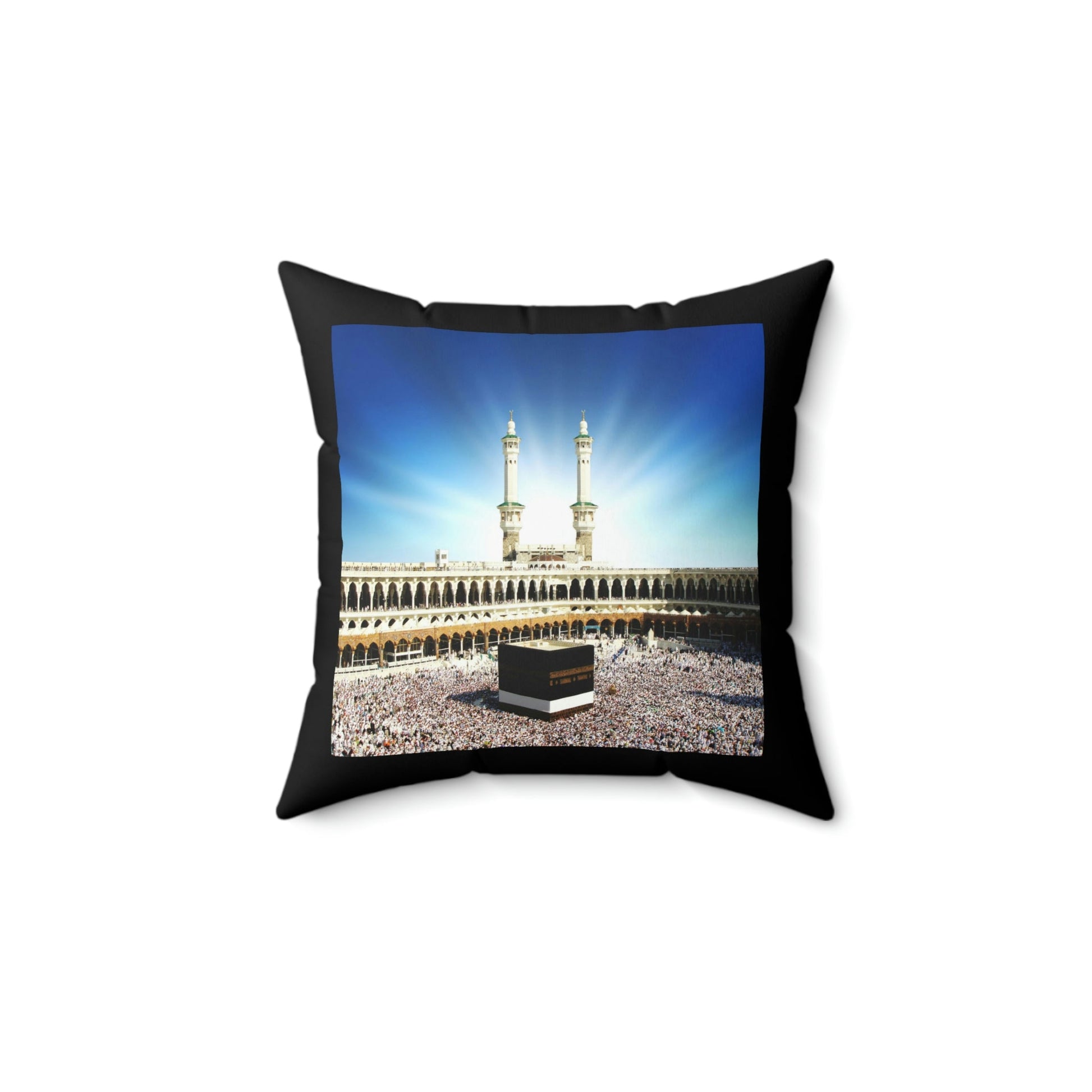 Faux Suede Square Pillow - Awesome and Glorious Mosque - Kaaba Mecca - Saudi Arabia - UAE - Green Forest Home