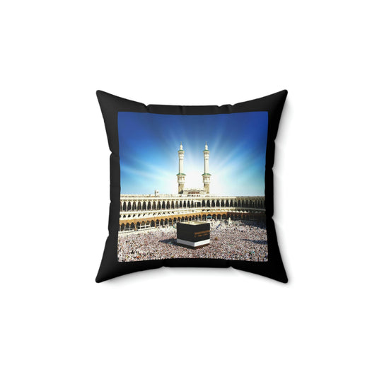 Faux Suede Square Pillow - Awesome and Glorious Mosque - Kaaba Mecca - Saudi Arabia - UAE - Green Forest Home