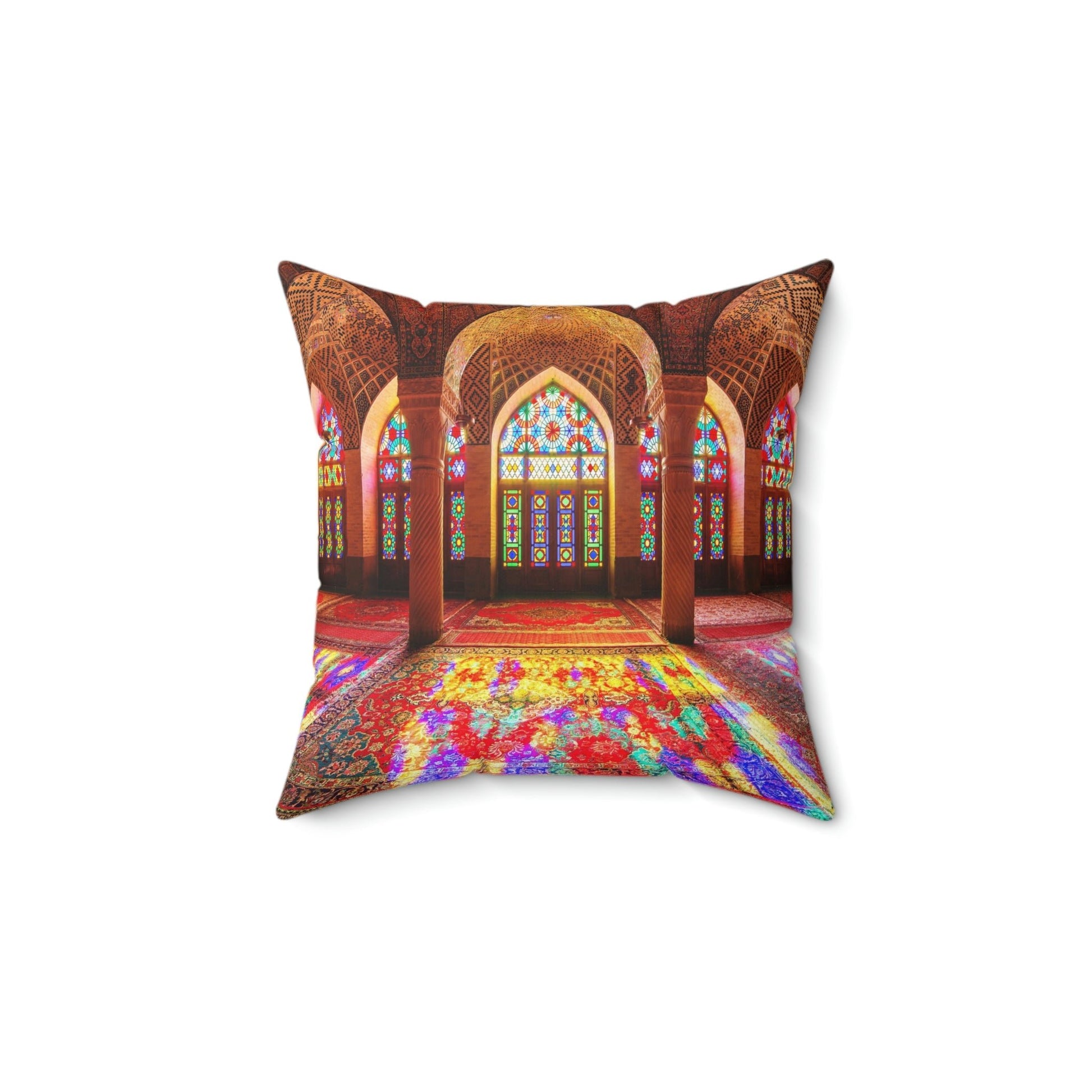 Faux Suede Square Pillow - Nasir Al-Mulk Mosque in Shiraz, Iran - Islam - Green Forest Home