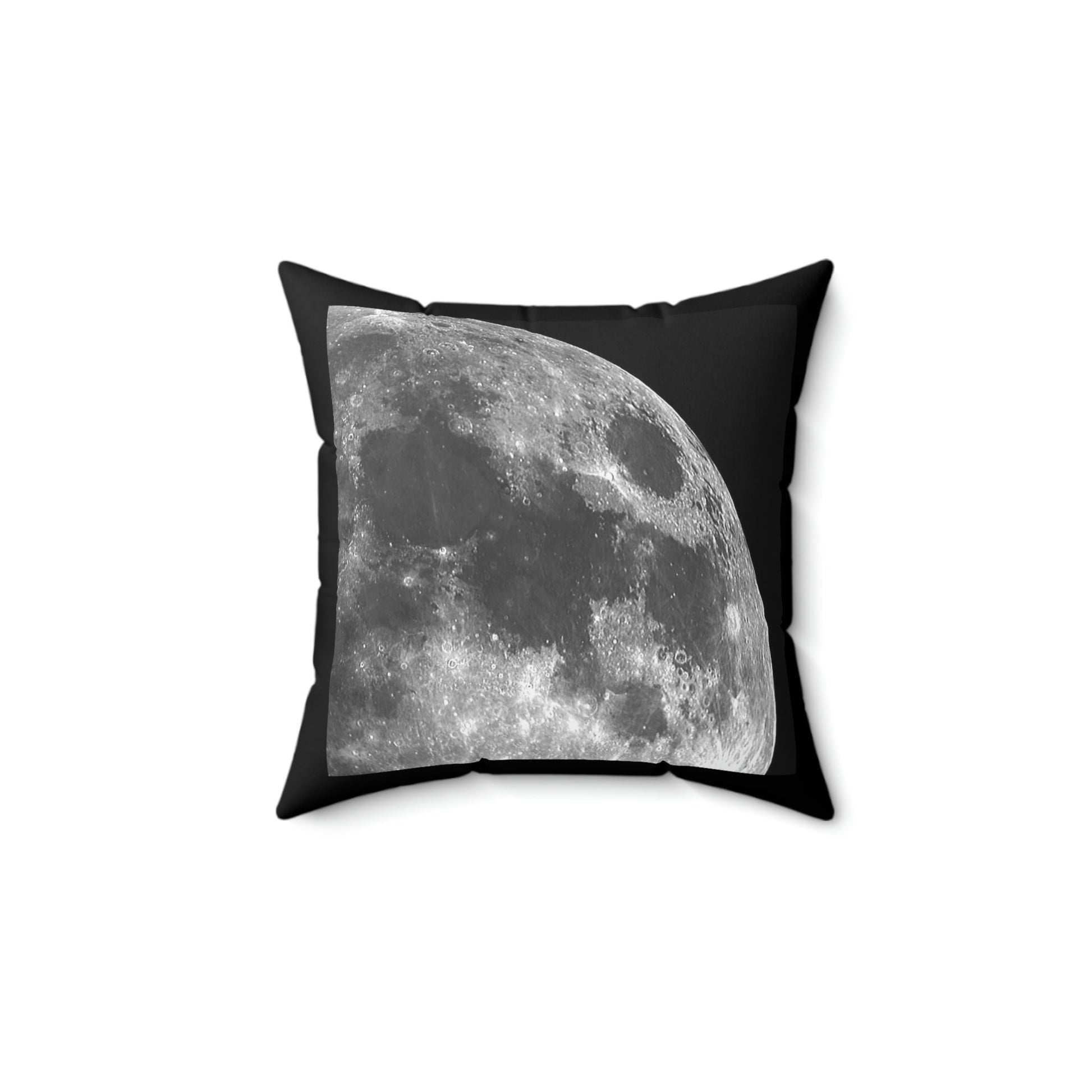 🌛 Faux Suede Square Pillow - Our Little Sister Moon - So Close and So Far... at 385,000 km away - Green Forest Home