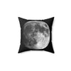 🌛 Faux Suede Square Pillow - Our Little Sister Moon - So Close and So Far... at 385,000 km away - Green Forest Home