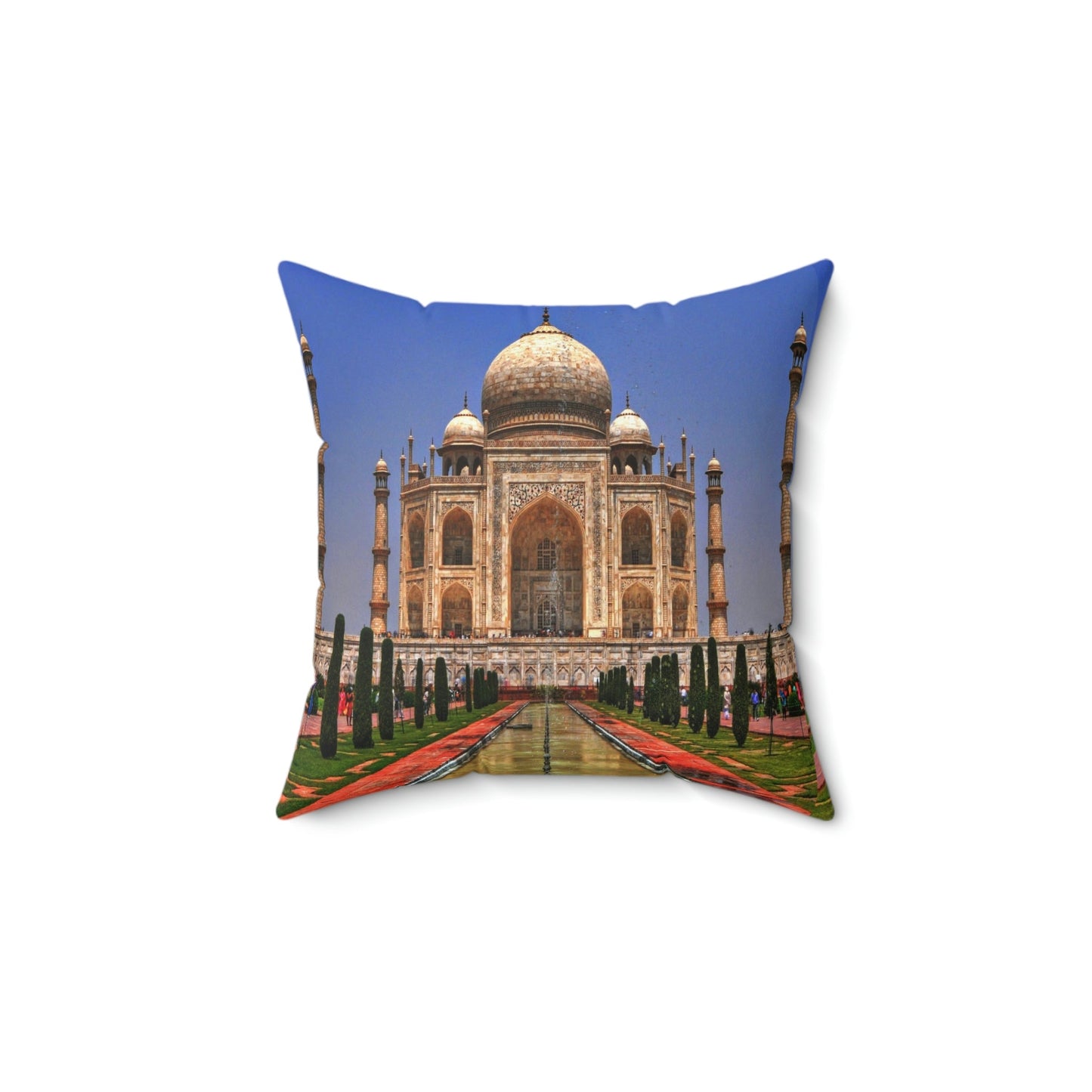 Faux Suede Square Pillow - The awesome Taj Mahal - A moslem mausoleum - Agra, India - Green Forest Home