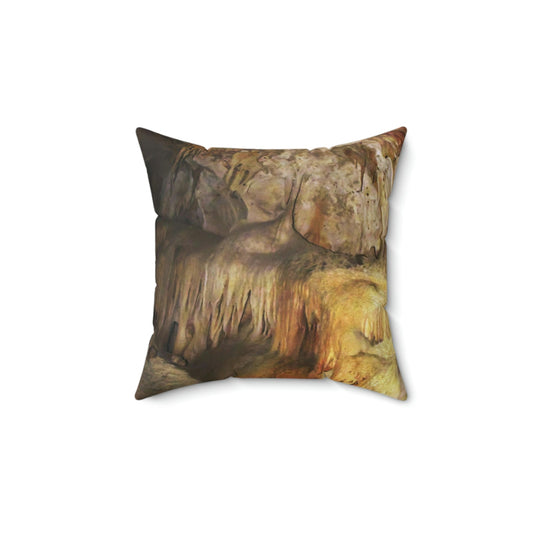 Faux Suede Square Pillow - Unique REMOTE Mona Island Caves - Galapagos of the Caribbean – Puerto Rico. - Green Forest Home