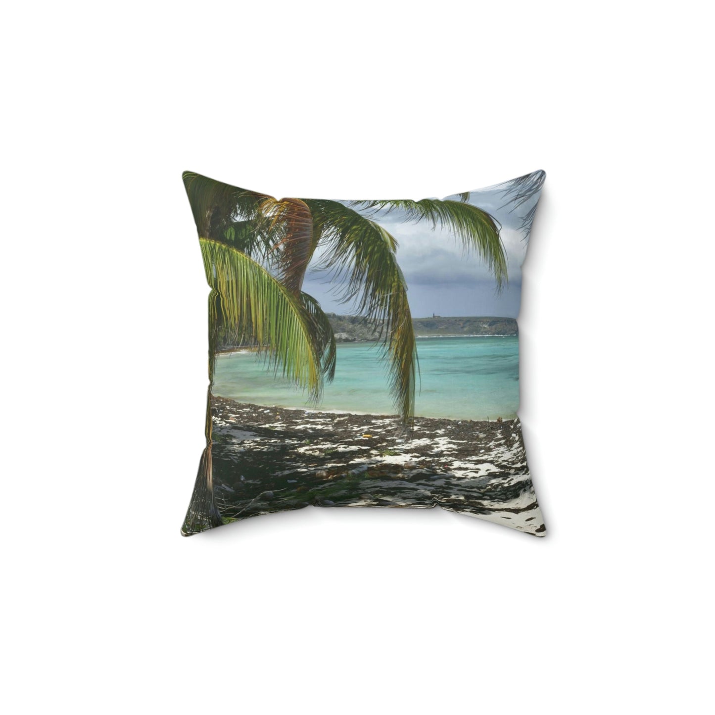 Faux Suede Square Pillow - Unique REMOTE Mona Island - Galapagos of the Caribbean – Puerto Rico. - Green Forest Home