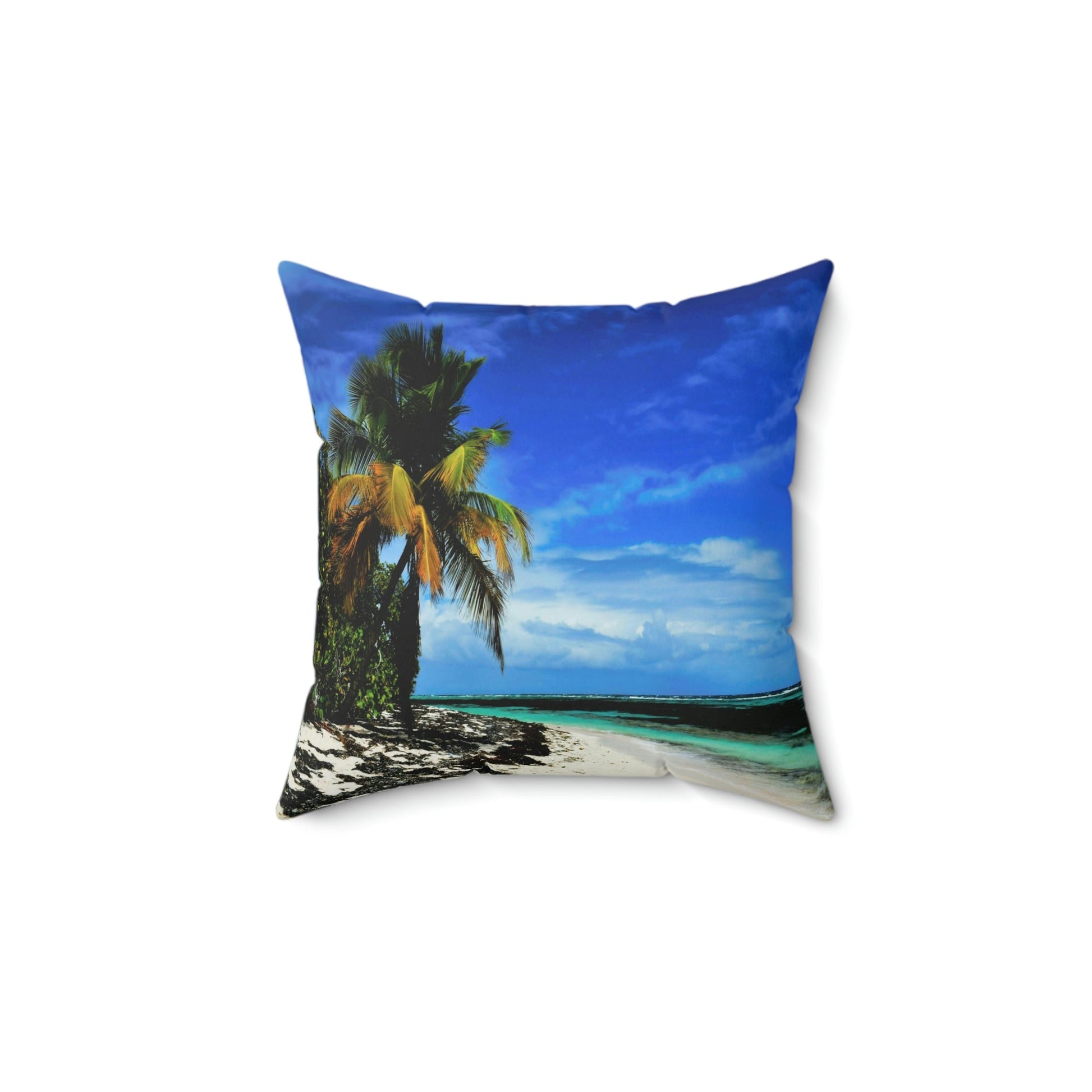 Faux Suede Square Pillow - Unique REMOTE Mona Island - Galapagos of the Caribbean – Puerto Rico. - Green Forest Home