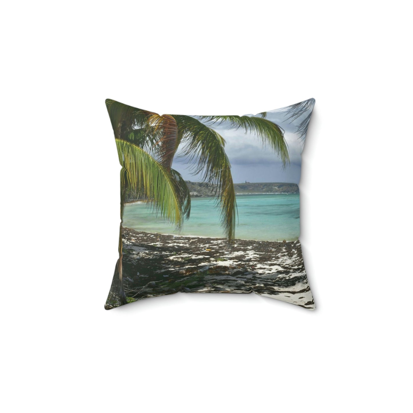 Faux Suede Square Pillow - Unique REMOTE Mona Island - Galapagos of the Caribbean – Puerto Rico. - Green Forest Home