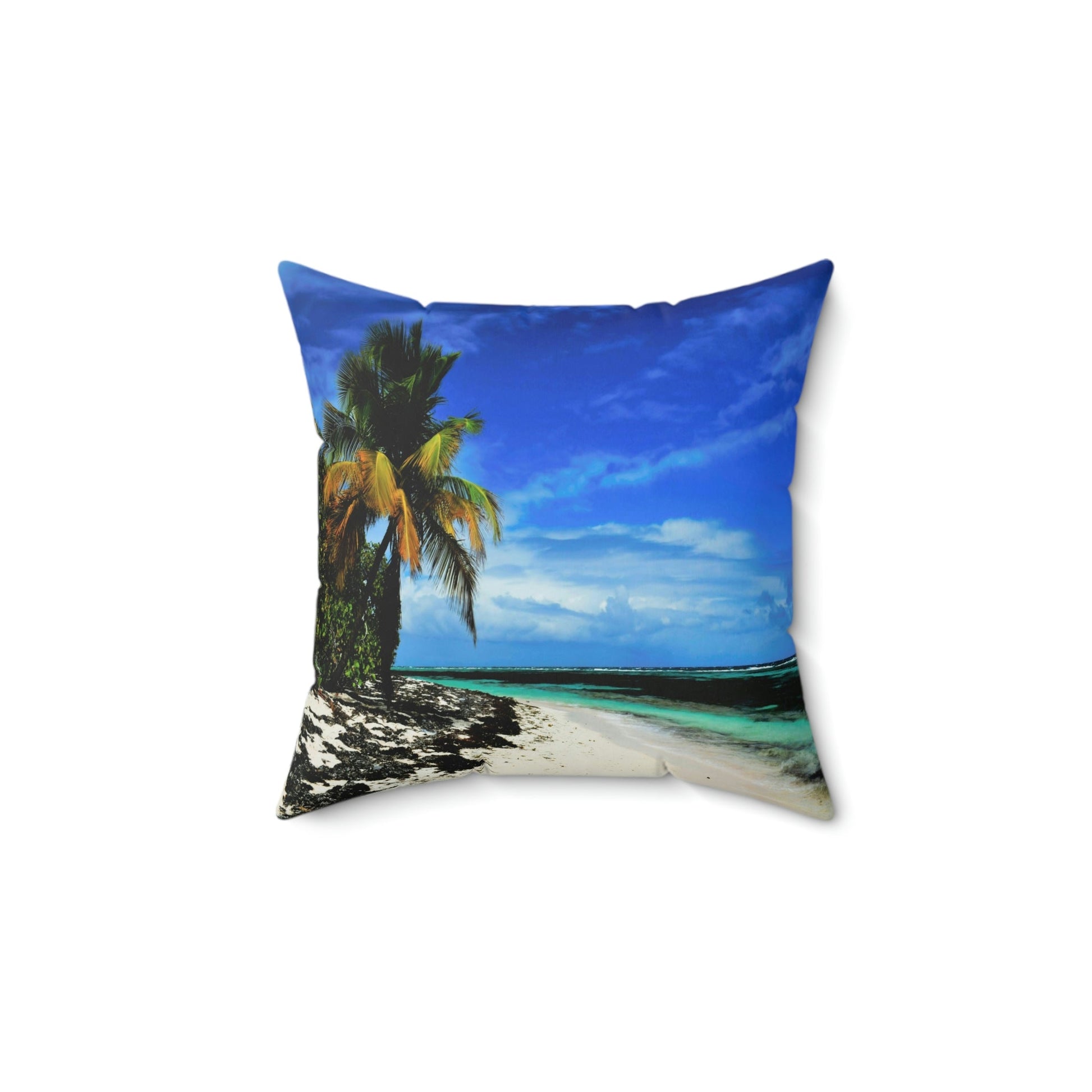 Faux Suede Square Pillow - Unique REMOTE Mona Island - Galapagos of the Caribbean – Puerto Rico. - Green Forest Home