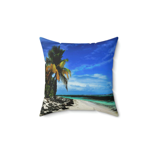 Faux Suede Square Pillow - Unique REMOTE Mona Island - Galapagos of the Caribbean – Puerto Rico. - Green Forest Home