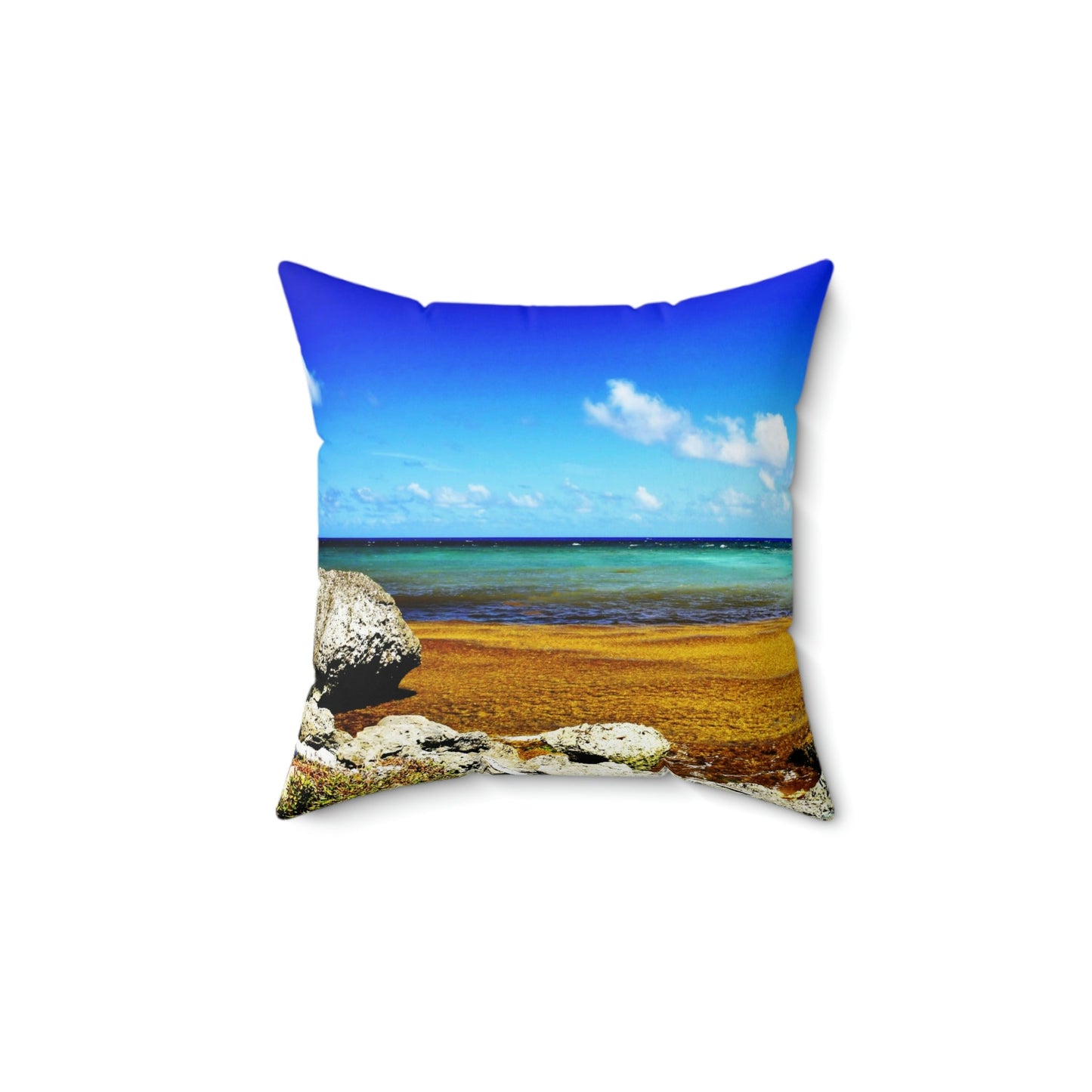 Faux Suede Square Pillow - Unique REMOTE Mona Island - Galapagos of the Caribbean – Puerto Rico. - Green Forest Home