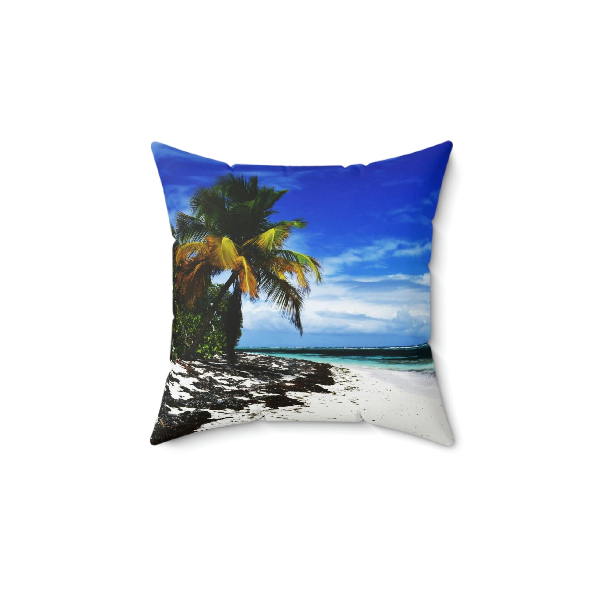 Faux Suede Square Pillow - Unique REMOTE Mona Island - Galapagos of the Caribbean – Puerto Rico. - Green Forest Home