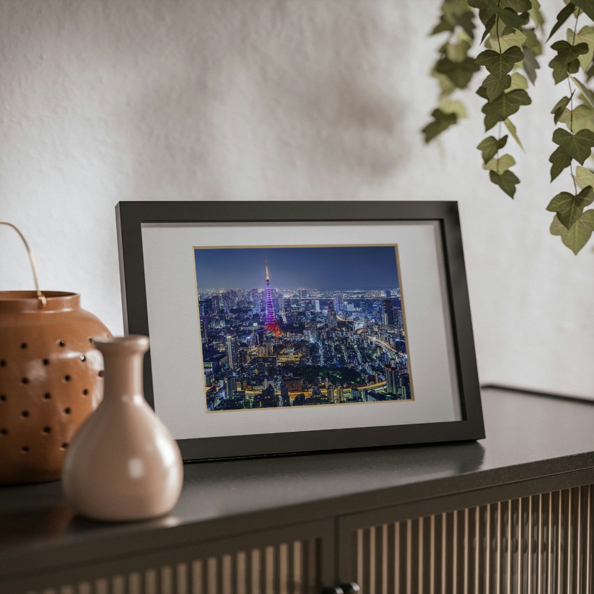 Framed Posters, Black - Tokyo, Japan City Skyline at Tokyo Tower - Made in Australia by Prima Printing - Green Forest Home