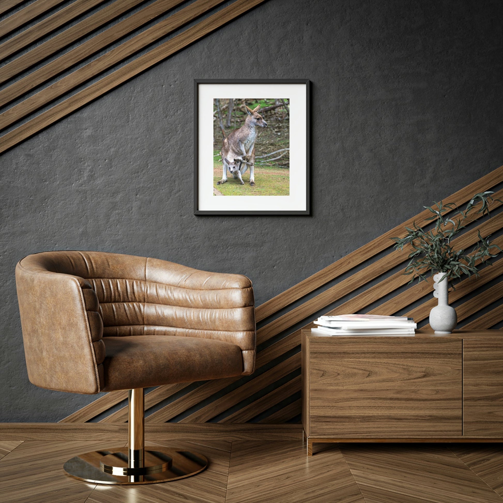 Framed Posters, Matte - Printed in Australia by Prima Printing - Hugging Kangaroos - Australia - Green Forest Home