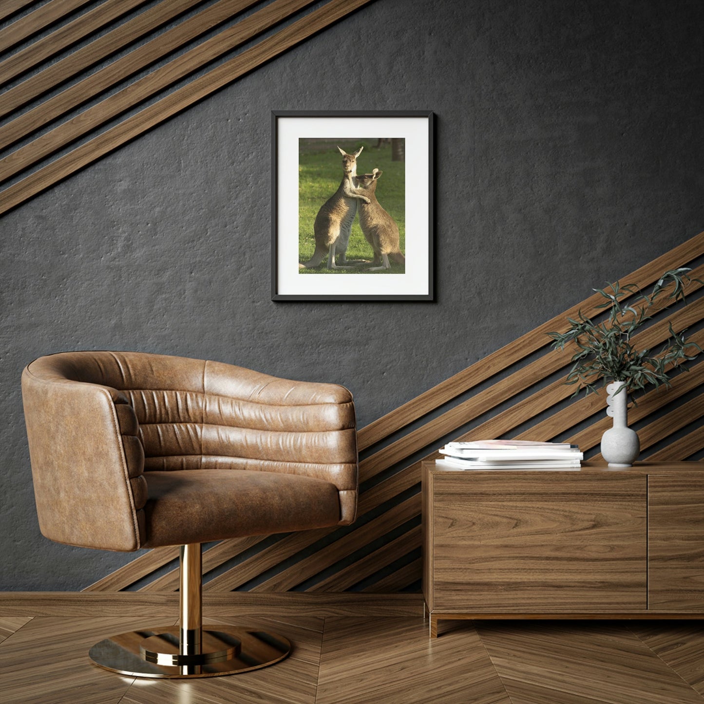 Framed Posters, Matte - Printed in Australia by Prima Printing - Hugging Kangaroos - Australia - Green Forest Home