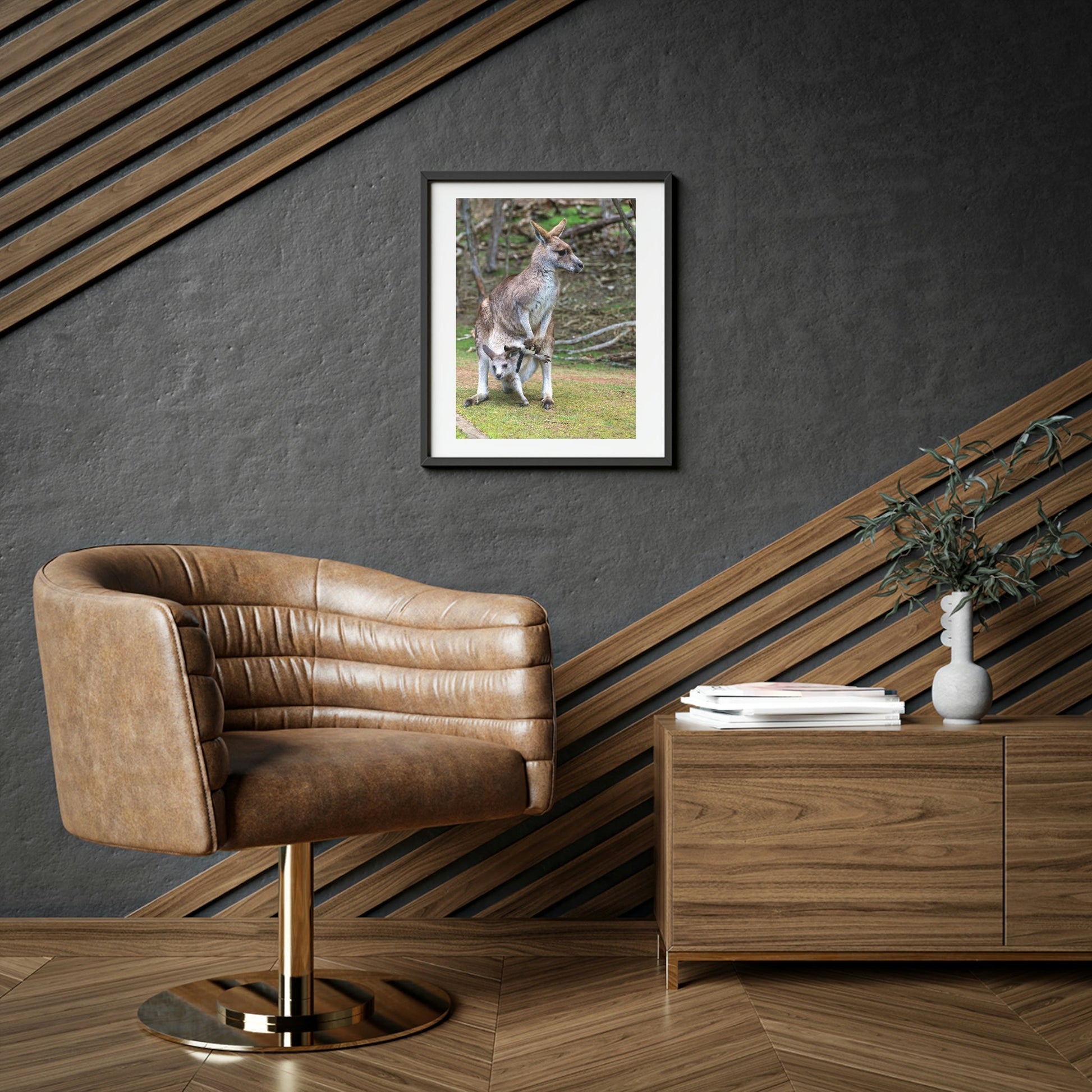 Framed Posters, Matte - Printed in Australia by Prima Printing - Hugging Kangaroos - Australia - Green Forest Home