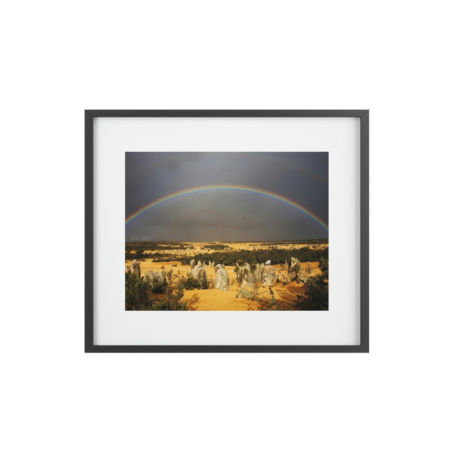 Framed Posters, Matte - Printed in Australia by Prima Printing - Rainbow over the Pinnacles in Nambung NP in western Australia - Green Forest Home