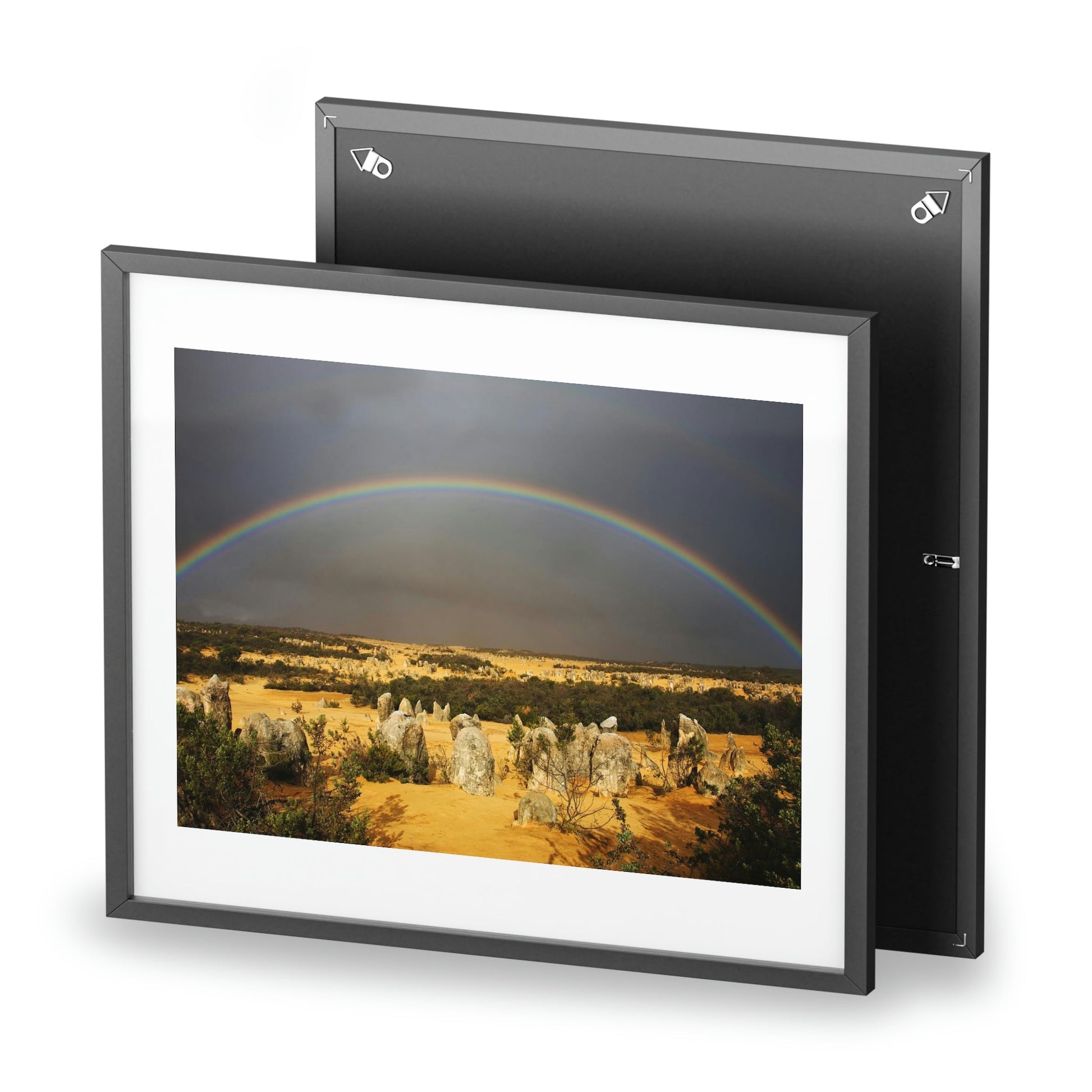 Framed Posters, Matte - Printed in Australia by Prima Printing - Rainbow over the Pinnacles in Nambung NP in western Australia - Green Forest Home