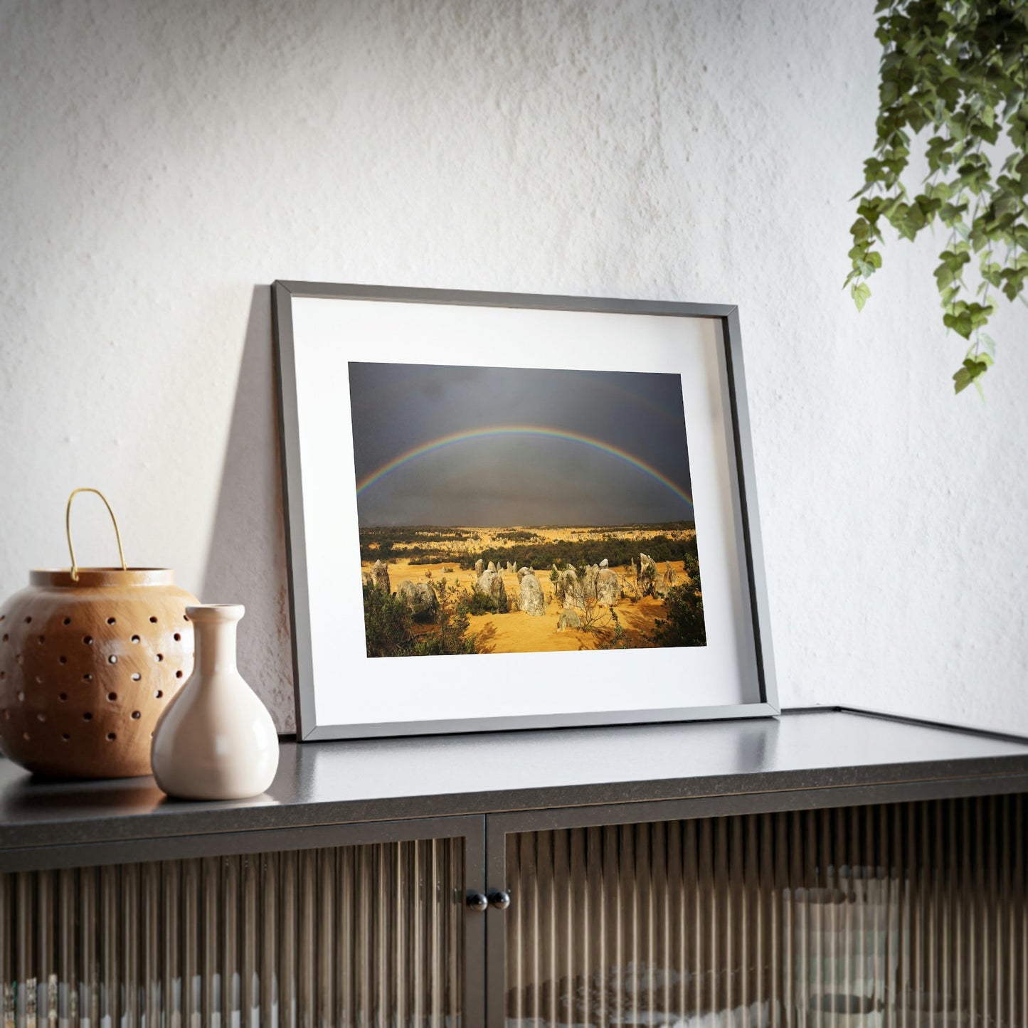 Framed Posters, Matte - Printed in Australia by Prima Printing - Rainbow over the Pinnacles in Nambung NP in western Australia - Green Forest Home