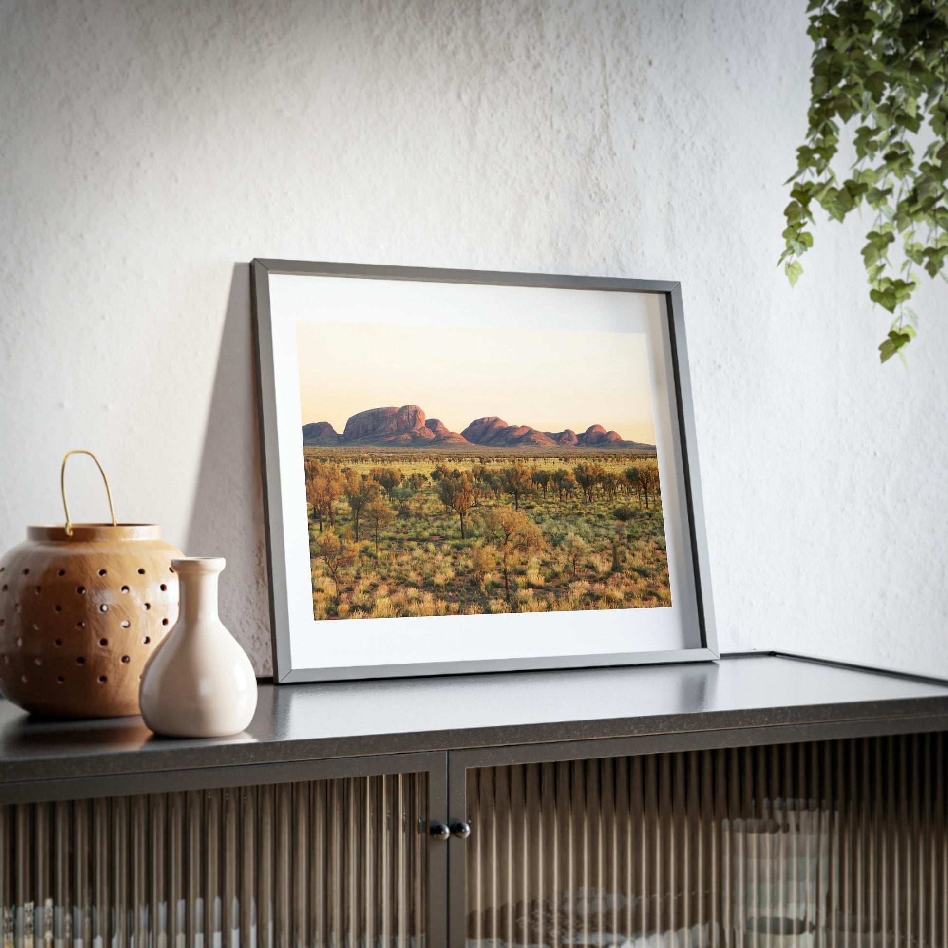 Framed Posters, Matte - Printed in Australia by Prima Printing - Sunrise over the domes of Kata Tjuta (The Olgas) at Uluru-Kata Tjuta National park, Central Australia - Green Forest Home