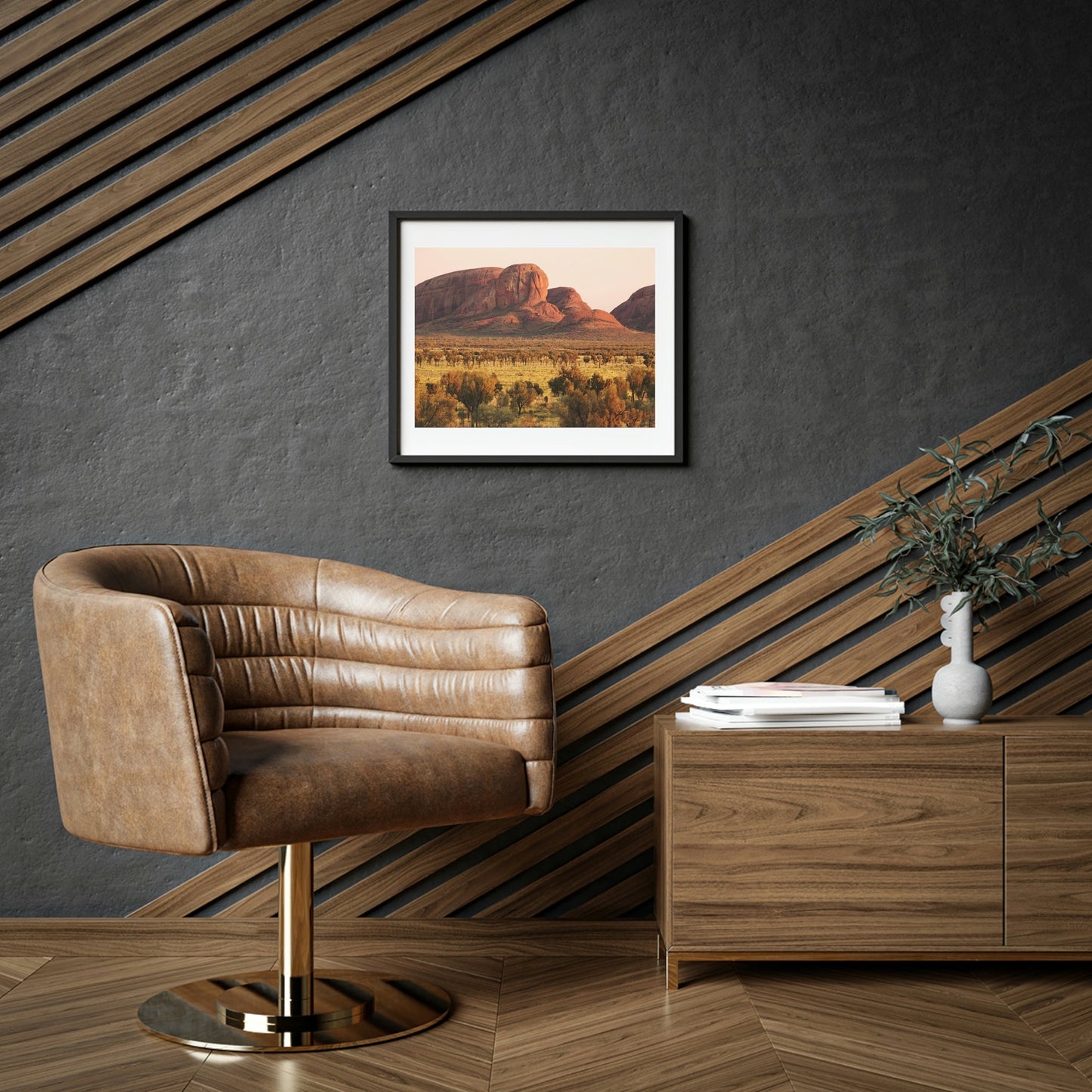 Framed Posters, Matte - Printed in Australia by Prima Printing - Sunrise over the domes of Kata Tjuta (The Olgas) at Uluru Kata Tjuta National park, Central Autralia - Green Forest Home