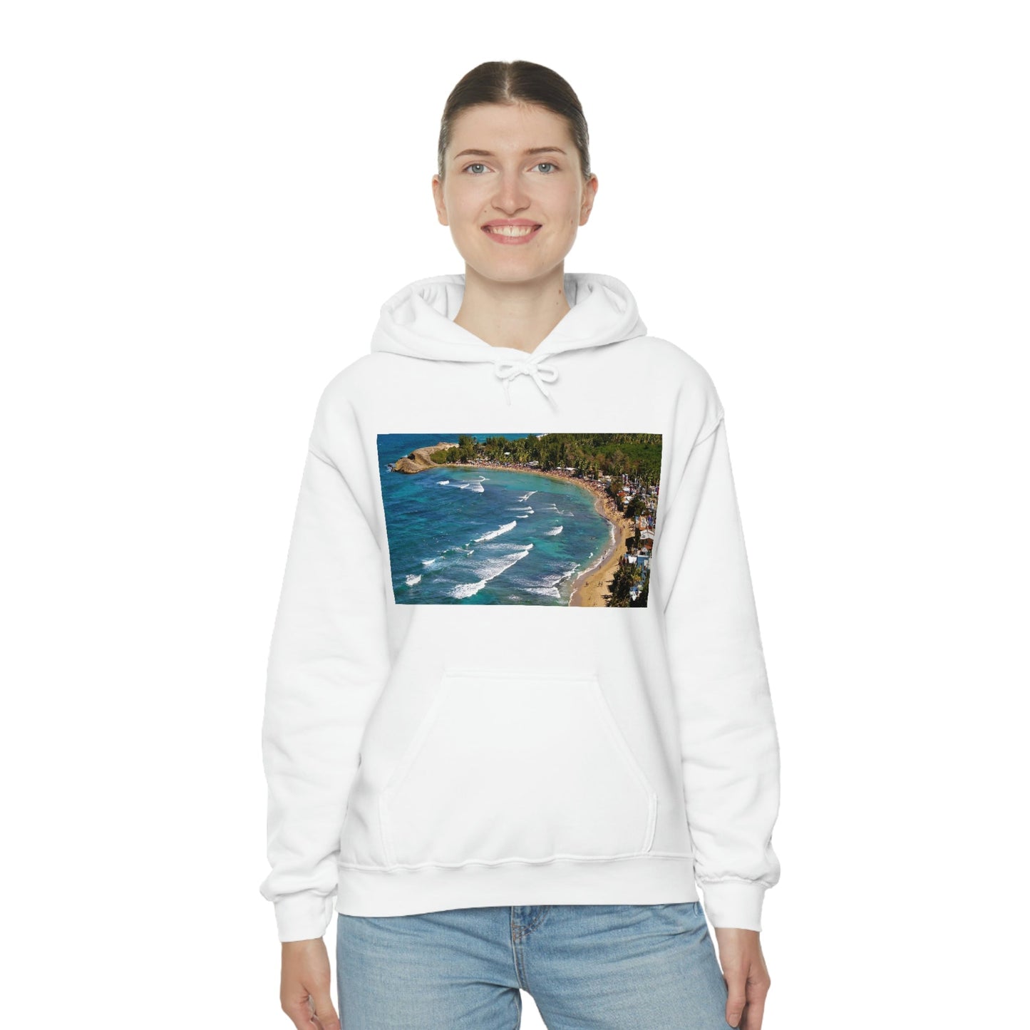 GILDAN 18500 Unisex Heavy Blend Hooded Sweatshirt - keep warm - Awesome RINCON Beach In Puerto Rico - Surfing, Food, Lodging, Fun - Green Forest Home