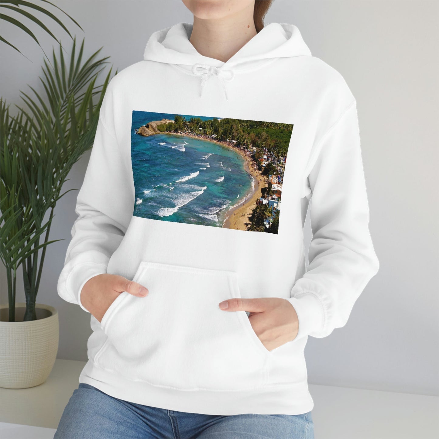 GILDAN 18500 Unisex Heavy Blend Hooded Sweatshirt - keep warm - Awesome RINCON Beach In Puerto Rico - Surfing, Food, Lodging, Fun - Green Forest Home