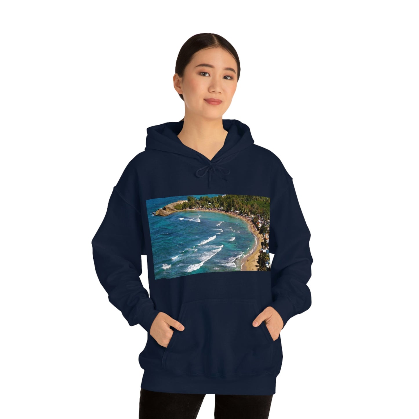 GILDAN 18500 Unisex Heavy Blend Hooded Sweatshirt - keep warm - Awesome RINCON Beach In Puerto Rico - Surfing, Food, Lodging, Fun - Green Forest Home