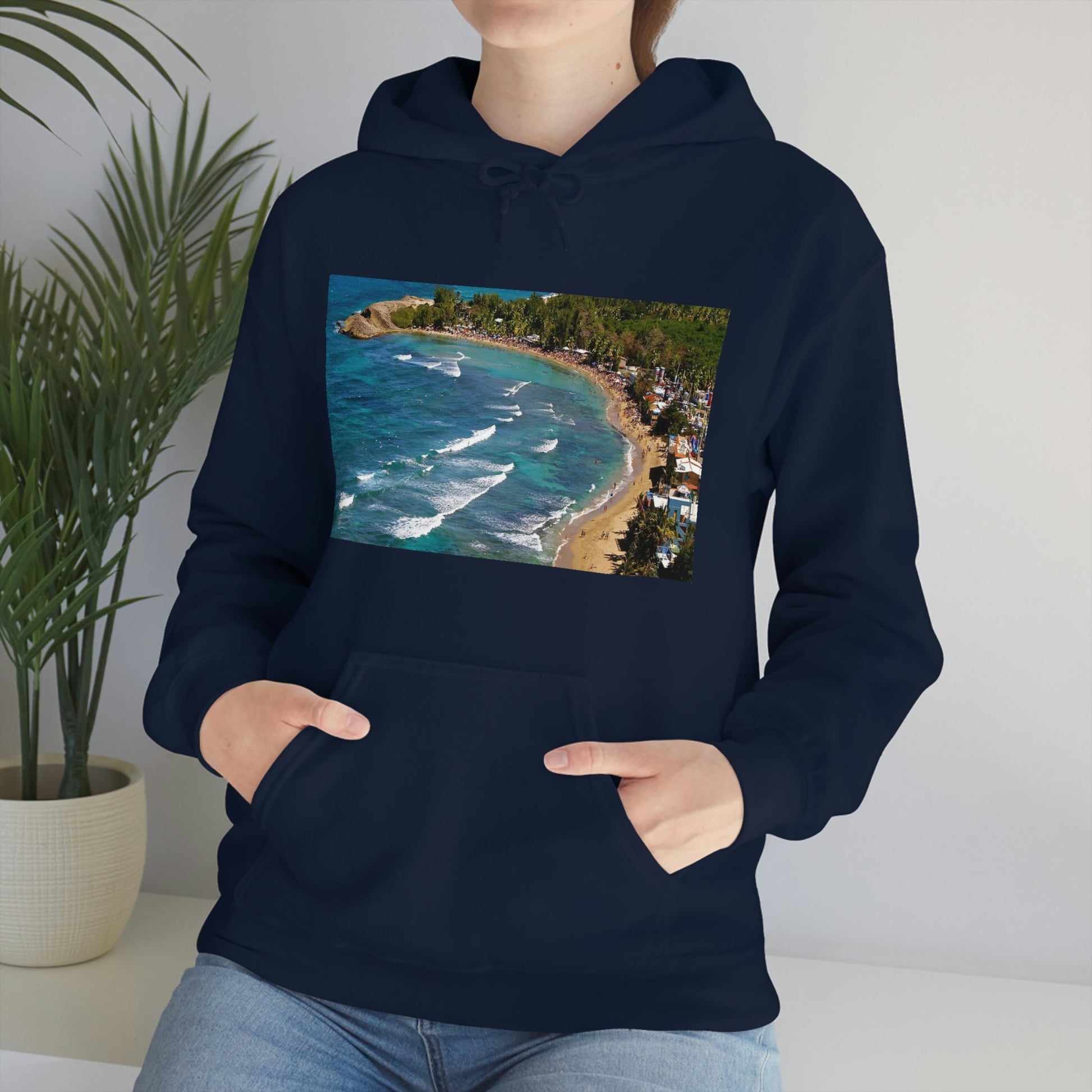 GILDAN 18500 Unisex Heavy Blend Hooded Sweatshirt - keep warm - Awesome RINCON Beach In Puerto Rico - Surfing, Food, Lodging, Fun - Green Forest Home