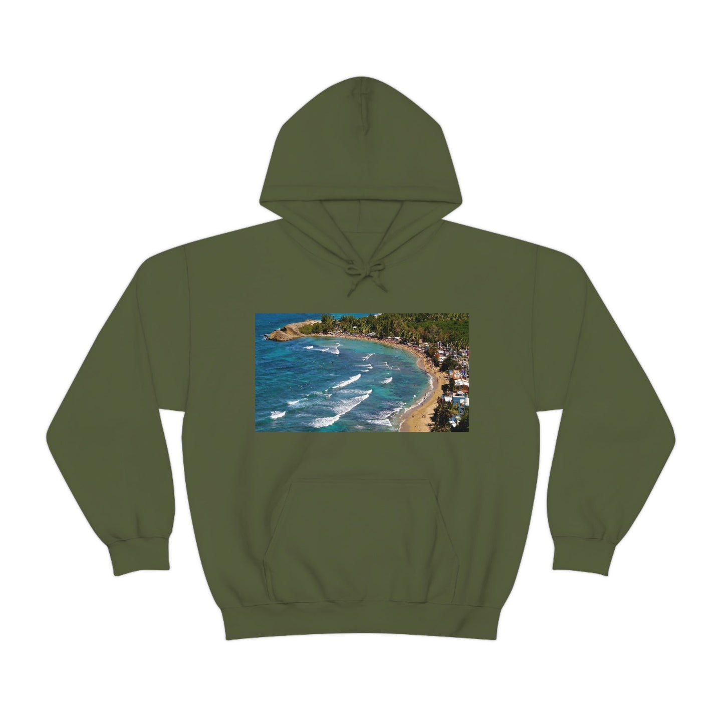 GILDAN 18500 Unisex Heavy Blend Hooded Sweatshirt - keep warm - Awesome RINCON Beach In Puerto Rico - Surfing, Food, Lodging, Fun - Green Forest Home