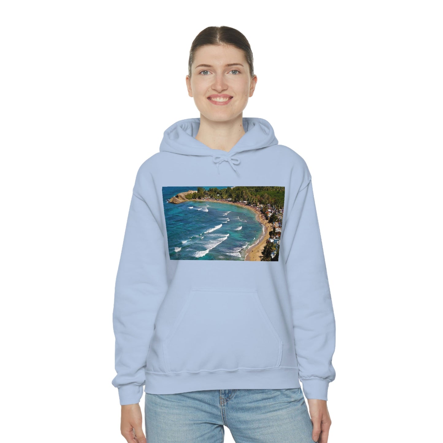 GILDAN 18500 Unisex Heavy Blend Hooded Sweatshirt - keep warm - Awesome RINCON Beach In Puerto Rico - Surfing, Food, Lodging, Fun - Green Forest Home