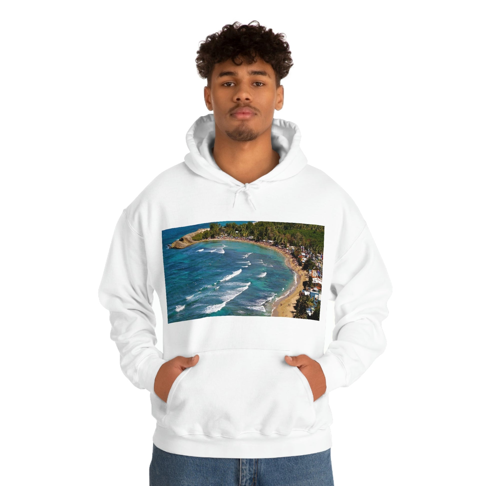 GILDAN 18500 Unisex Heavy Blend Hooded Sweatshirt - keep warm - Awesome RINCON Beach In Puerto Rico - Surfing, Food, Lodging, Fun - Green Forest Home