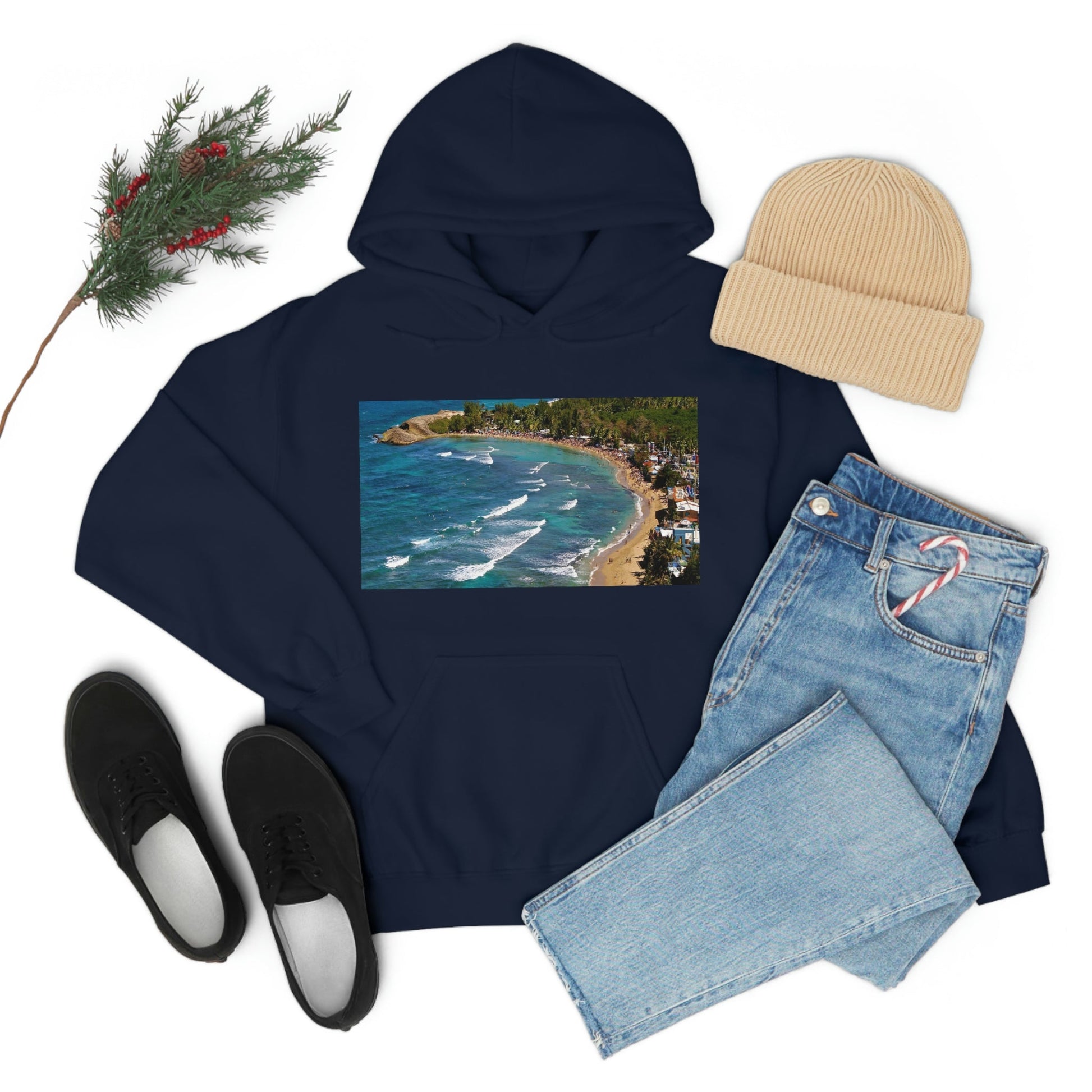 GILDAN 18500 Unisex Heavy Blend Hooded Sweatshirt - keep warm - Awesome RINCON Beach In Puerto Rico - Surfing, Food, Lodging, Fun - Green Forest Home